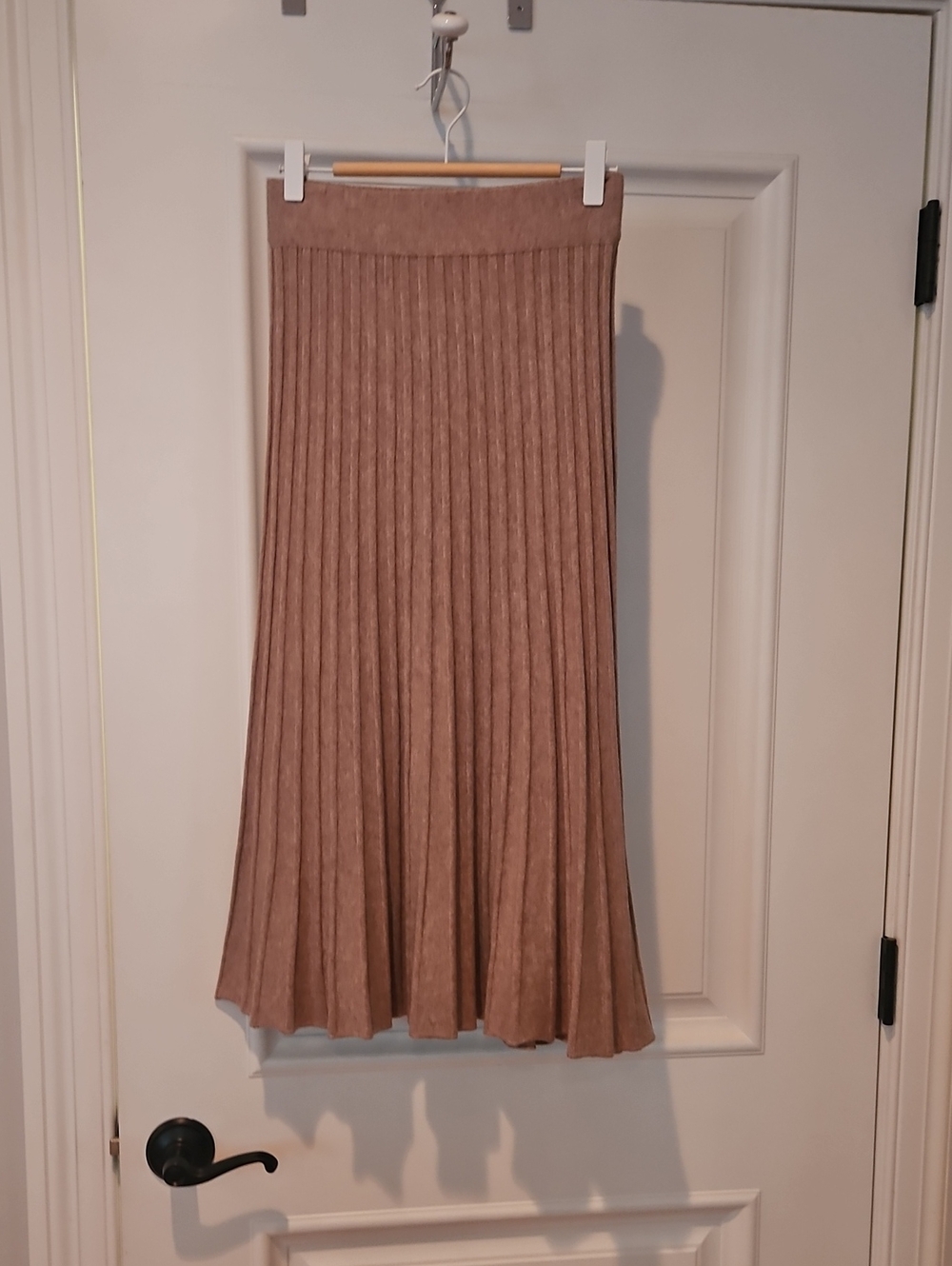 Milano Pleated Midi Skirt in Taupe Brown
